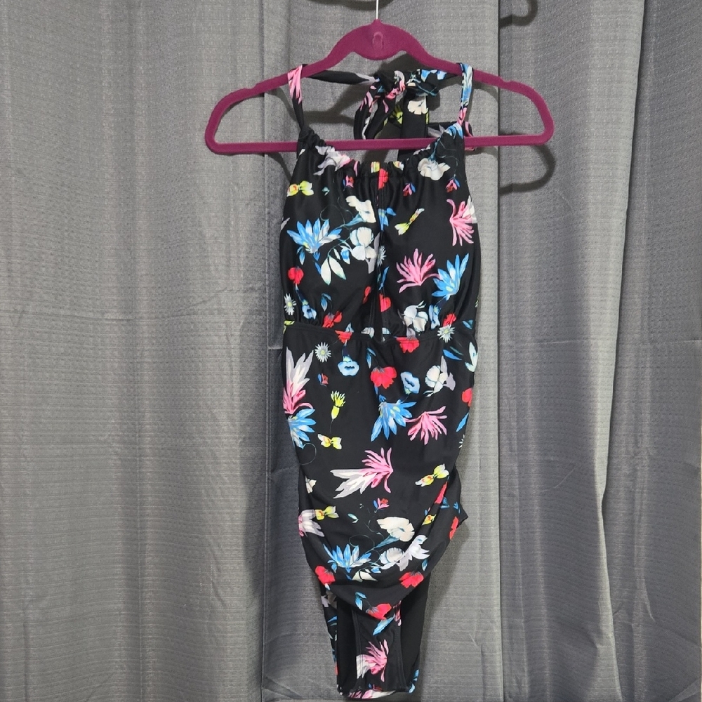 Floral Black One-Piece Swimsuit